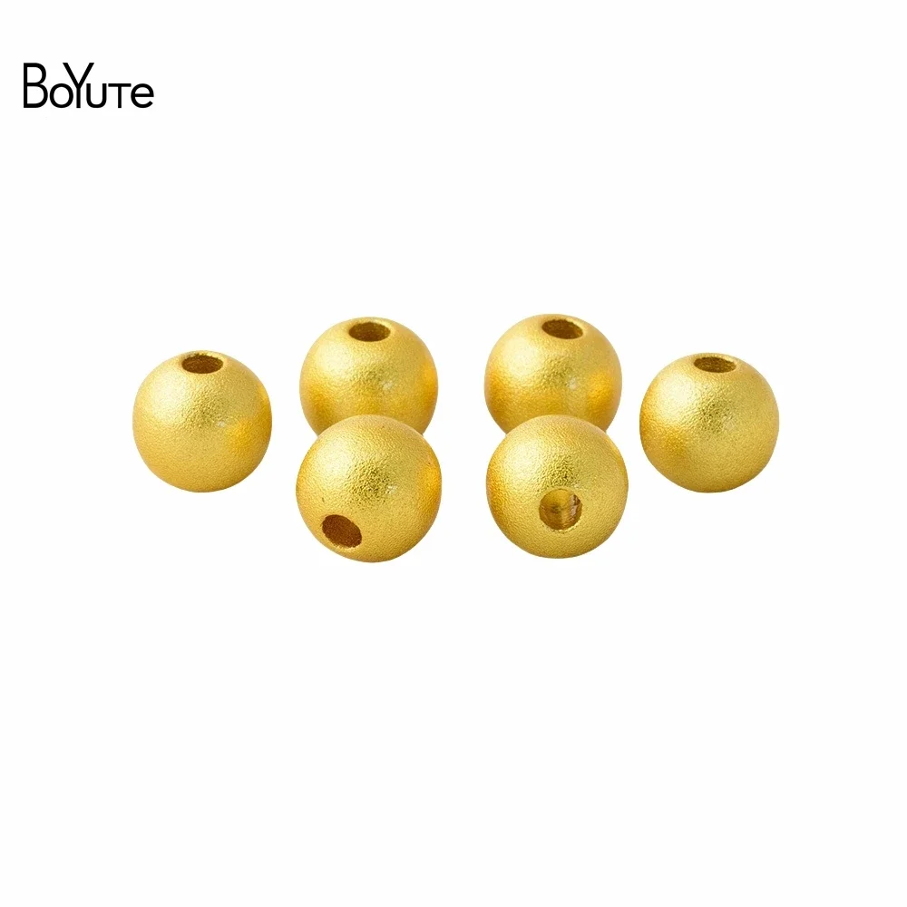 BoYuTe (100 шт./Лот) 3-4-5-6-8-10 мм Металлические латунные позолоченные бусины из бисера