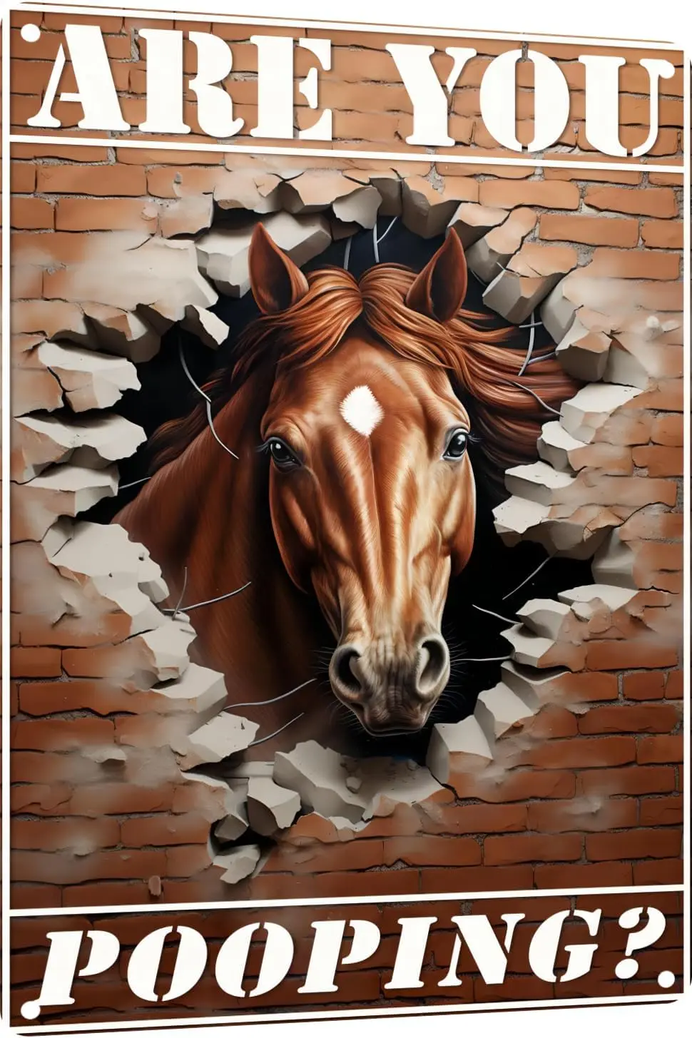 Забавный Metl Sgn Horse 3D re you Poopng Vntge Wll Decoon Lvng Домашний декор Комната Спальня Humoro Ktchen Decor