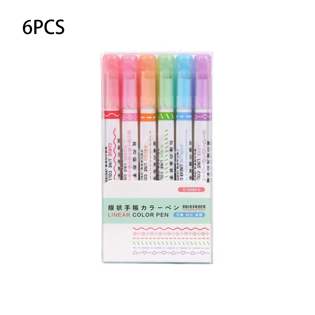 

Упаковка из 6 цветов, фасонный маркер, ручка, тонкие кончики, маркер, портативные школьные канцелярские принадлежности для детей