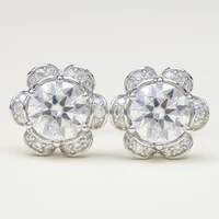 trendy 2022 925 sterling silver 1ct d color vvs1 flower moissanite stud earrings for women men jewelry diamond test pass gift