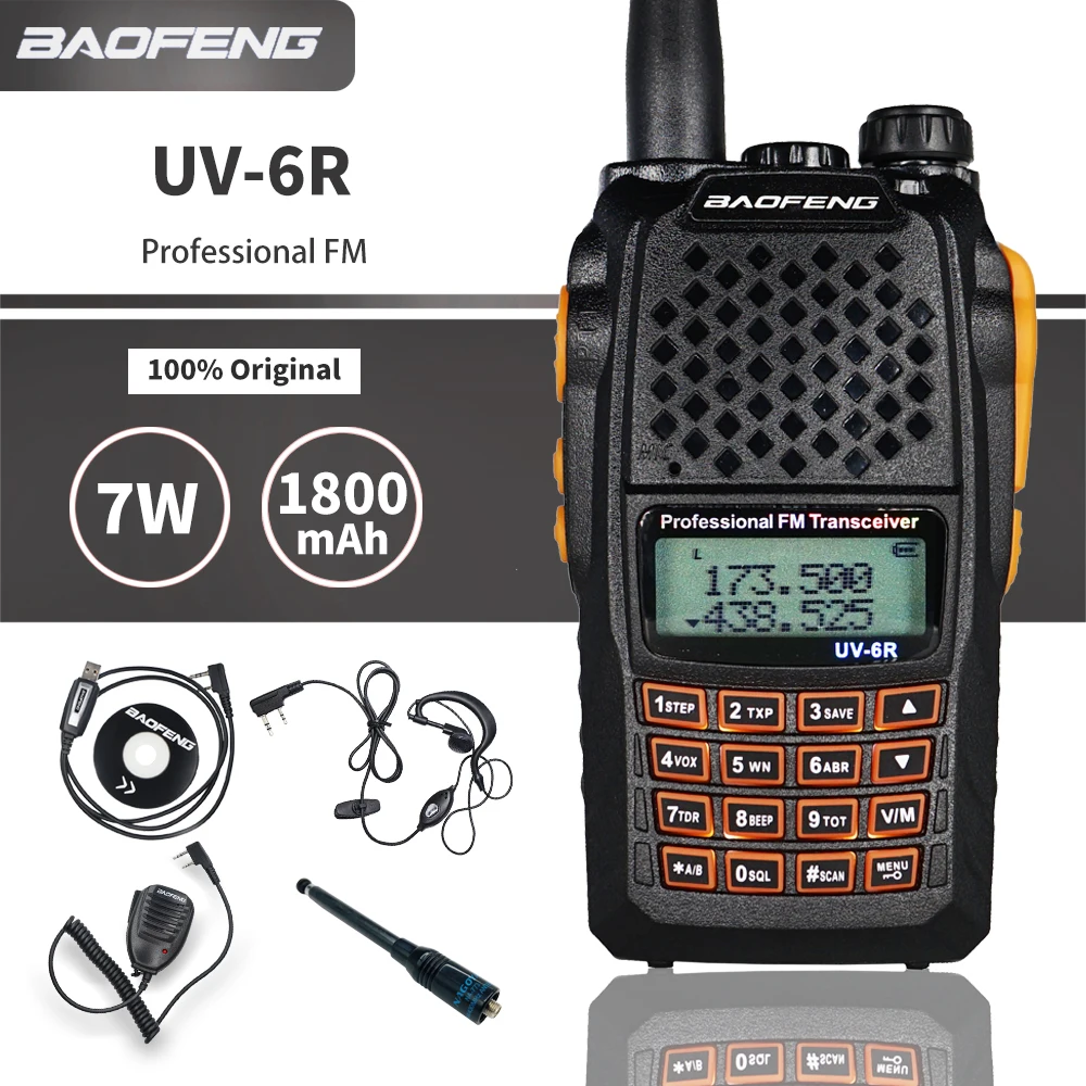 

Baofeng UV-6R 7W Walkie Talkie UHF VHF Dual Band UV 6R Portable CB Ham Radio Hnadheld Two-Way Radio FM Transceiver UV6R Baofeng