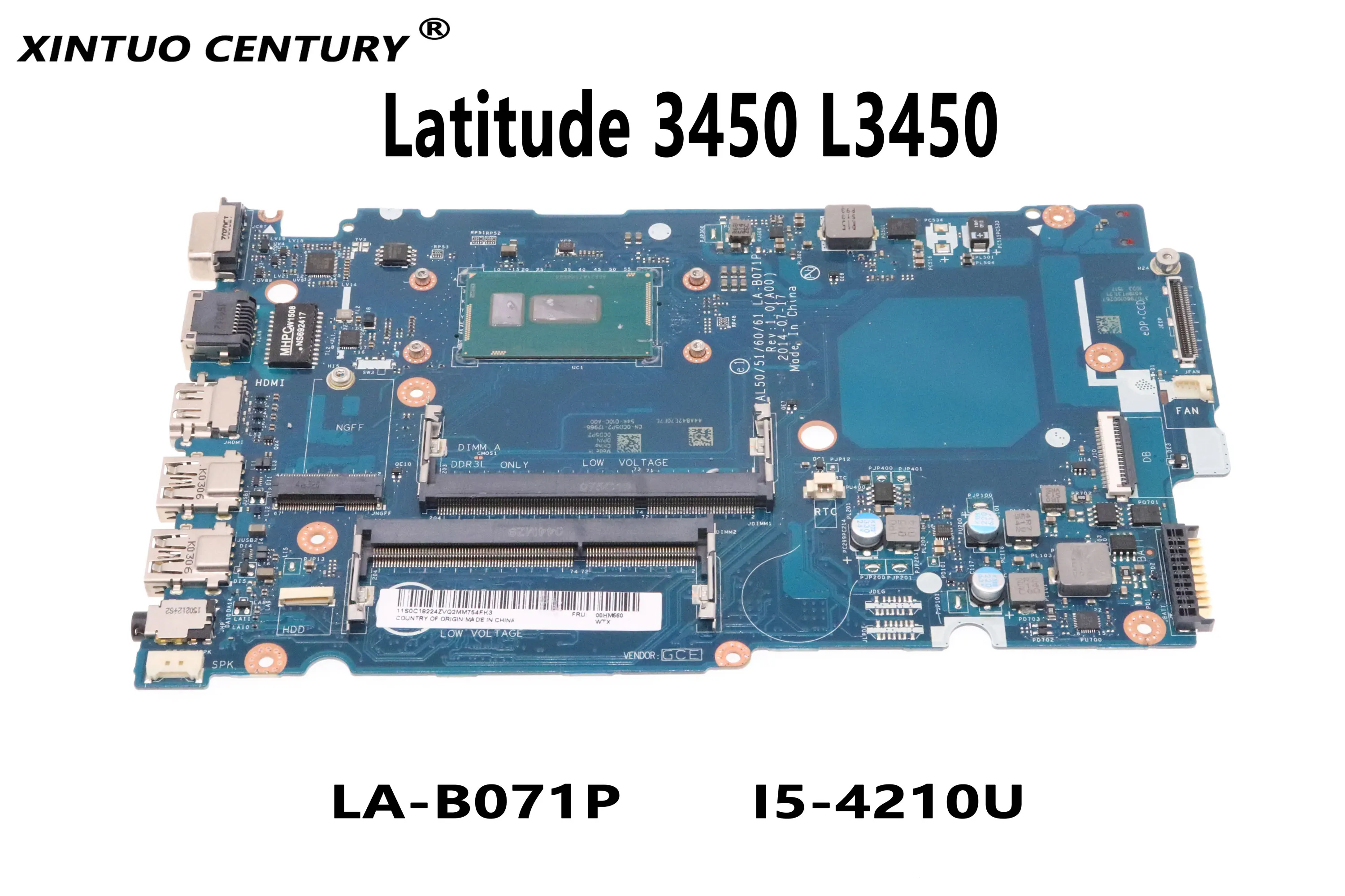 

CN-03DWDJ 03DWDJ 3DWDJ PC Motherboard for Dell Latitude 3450 L3450 Motherboard LA-B071P with SR1EF I5-4210U 100% Tested