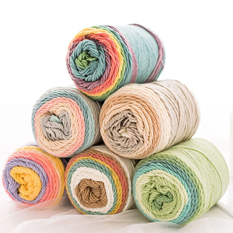 5 шт. x 193 г Радужная пряжа нитей сегментная окрашенная ручной работы для вязания