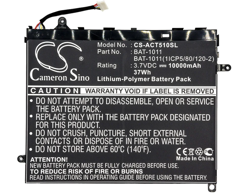 

Generic 10000mA Battery for Acer BAT-1011, BAT-1011(1ICP5/80/120-2), BT.0020G.003, BT0020G003