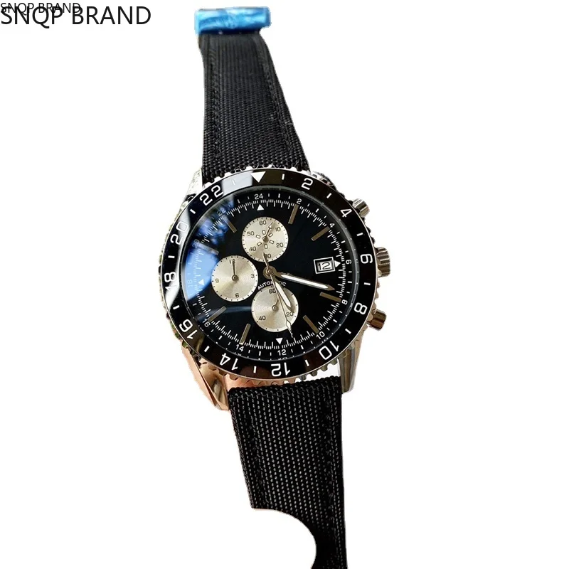 

classic mens quartz chronograph watch black rubber leather