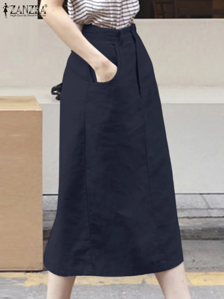 ZANZEA Хлопковая мода Jupe Элегантная осень 2024 Повседневная женская повседневная