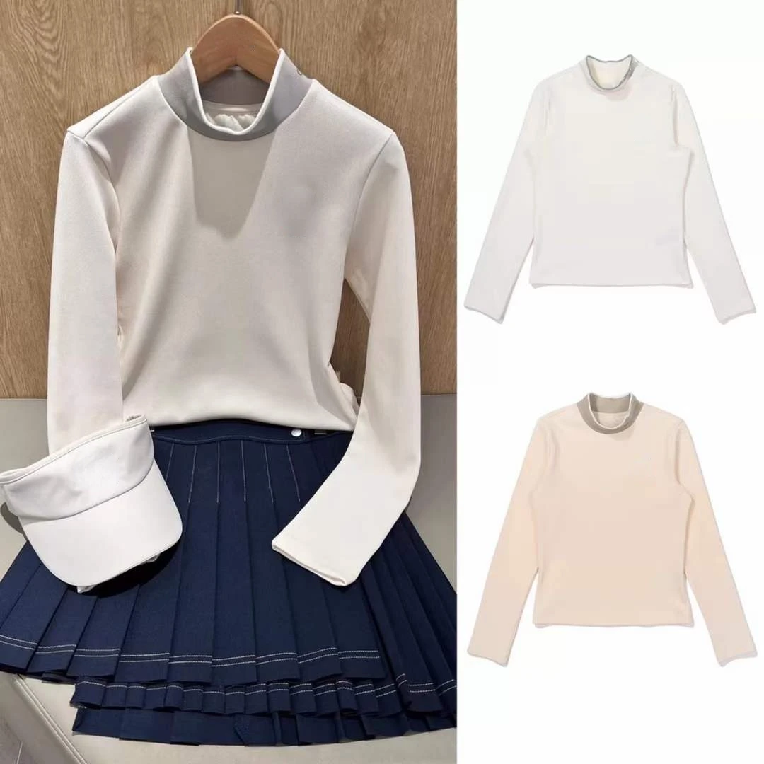 

Корейский 23 Осень/Зима Новый свитшот с воротником-стойкой Облегающая рубашка с длинным рукавом топ одежда