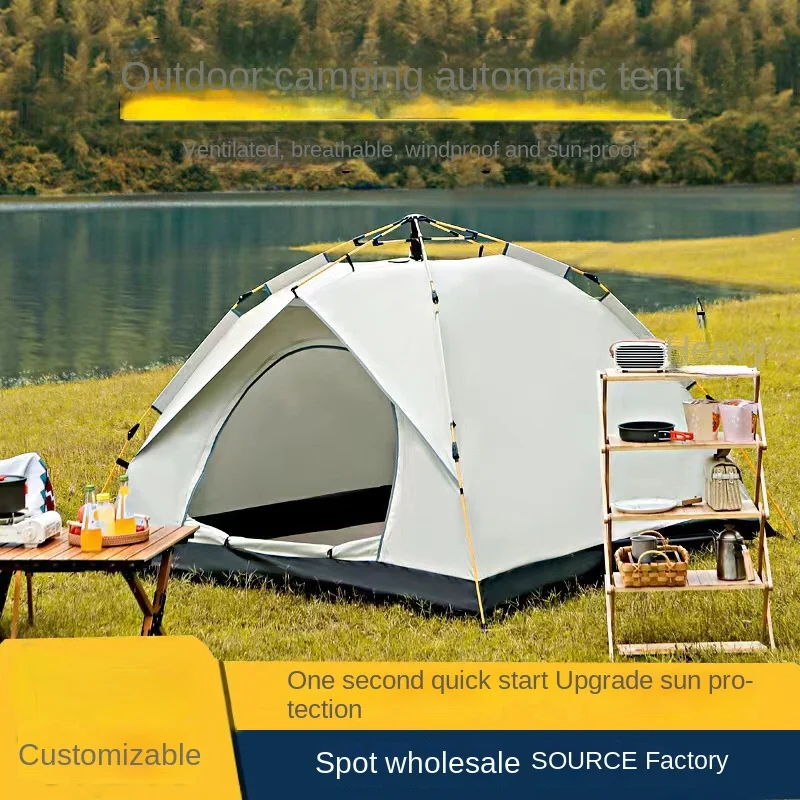 

Tent Outdoor Portable Fully Automatic Camping Quick Opening Camping Silver Glue Coating Thickened Rainproof Tent Set