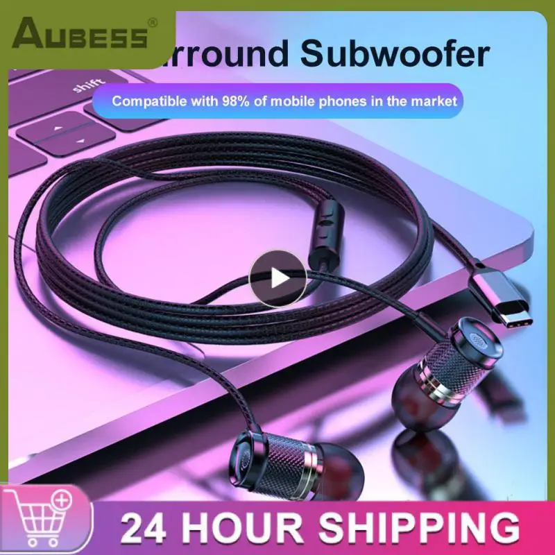 

In-ear Sport Headset 3.5mm /usb C Wired Earphone Extra Bass Hifi Headphones With Mic Lightweight Earbuds In-line Control Gaming