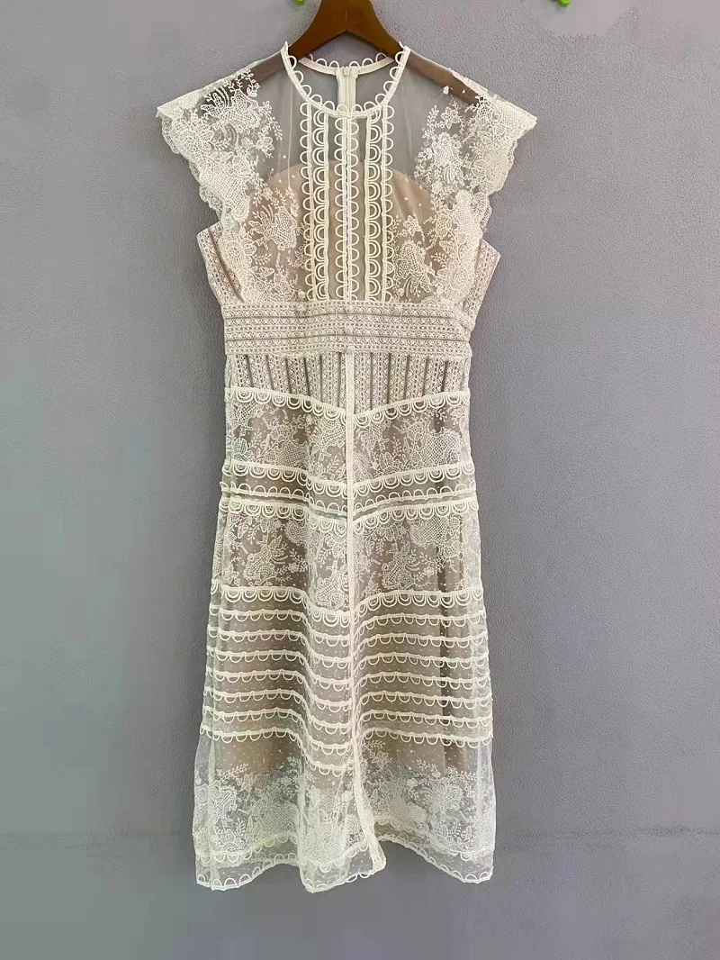 

Женское кружевное вечернее платье, элегантное облегающее платье из тюля без рукавов с вышивкой, лето 2022