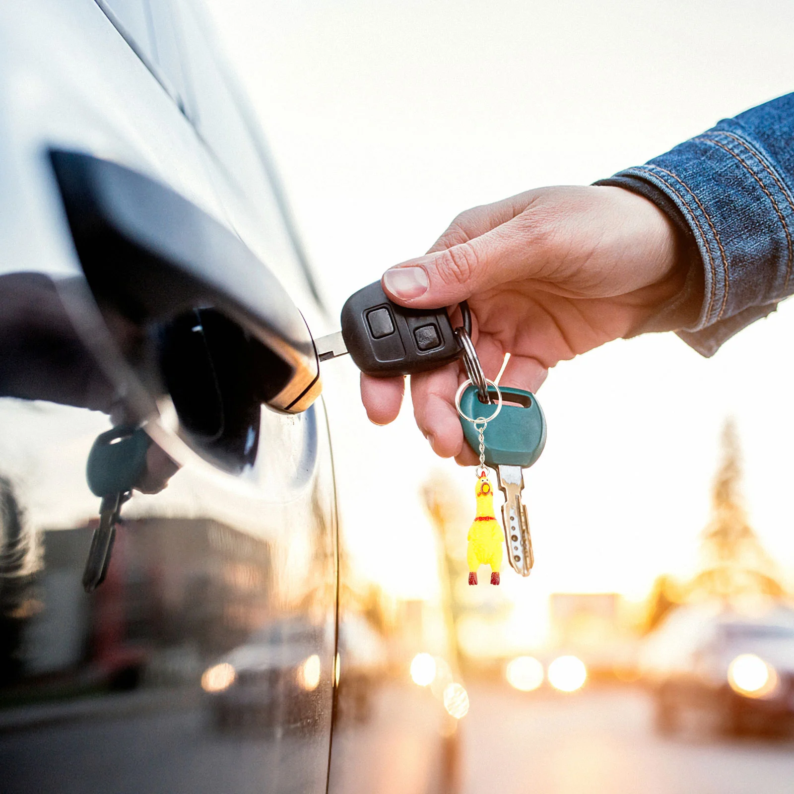 

Chicken Keychain Rubber Screaming Key Toy Pendant Squeeze Keychains Charm Squeaking Funny Mini Chains Chain Dog Squeaky Lanyard