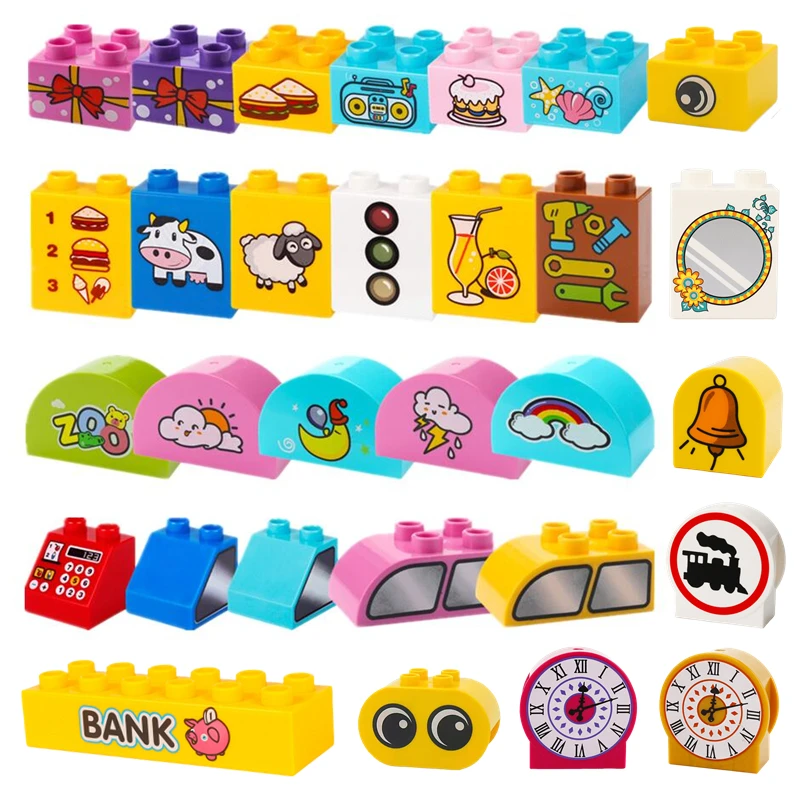 

Big Building Base Blocks Printed Patterns Accessories Cake Zoo Tools Compatible Large Bricks Children Kids Creativity Toys Gifts