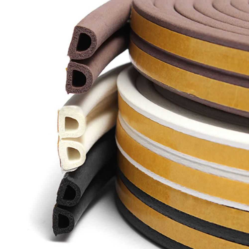 

6 Meters Foam Seal Strip D Type Self Adhesive Silicone PVC Soundproofing Window Seal Strip Waterproof Windproof Home Seal Strip