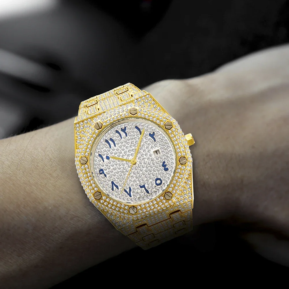 Бренд в стиле хип-хоп MISSFOX Iced Diamond водонепроницаемое платье AAA кварцевые наручные