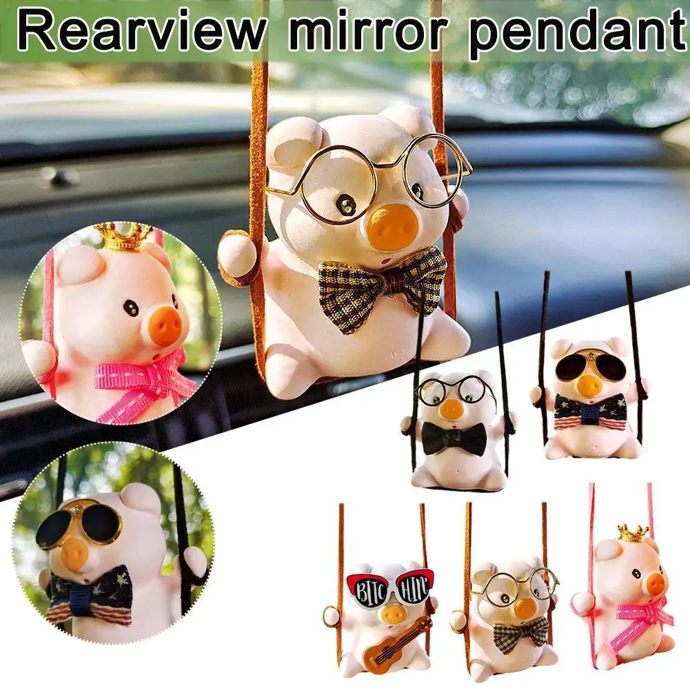 

1pcs Swinging Piggy Car Mirror Charm Cute Car Charm Suitable For Bar Restaurant Party Kids Gift Car Decorations
