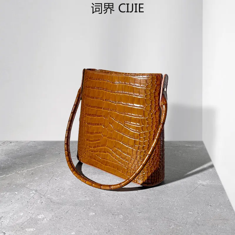 

Новинка, женская сумка кросс-боди из воловьей кожи с крокодиловым узором