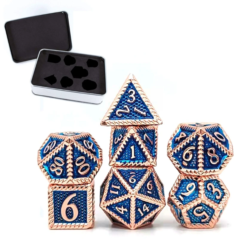 

7Pcs/Set Multi-faceted Number Color Metal with Box Party Family DIY Games Engraving Educational Toys Accessaries