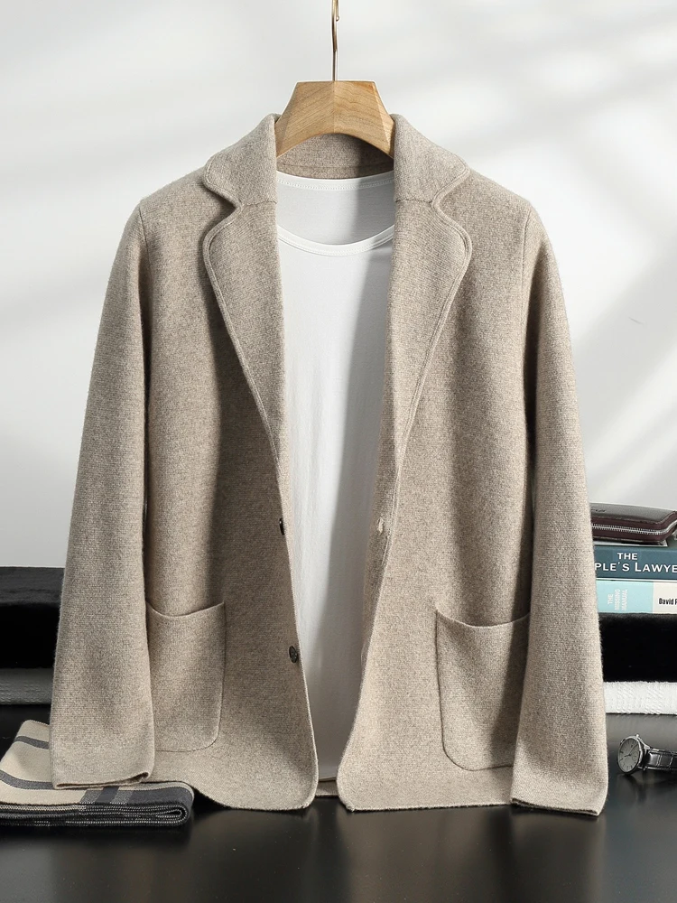 Осень-зима мужской кардиган кашемировый свитер с отложным воротником толстый