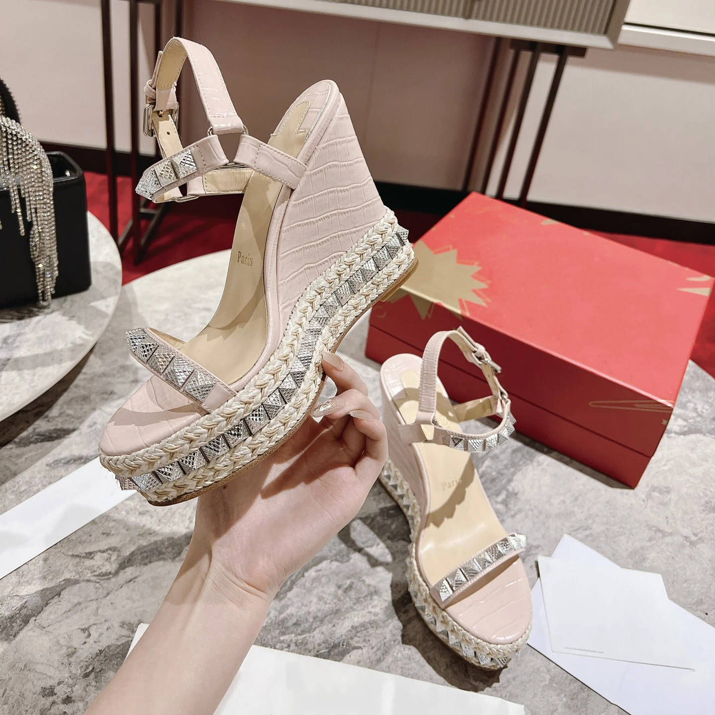 Top Quality Red Sole Womens High Heels 12cm Shoes Luxury Fashion Ladies Braided Sandals Classic Retro Designer High Heel HJ2041