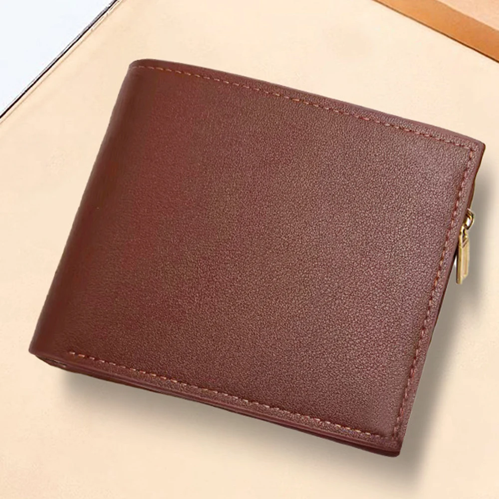Men's Coin Purse Wallet Fashion Blocking Man Leather Zipper Business Card Holder Money Bag Male
