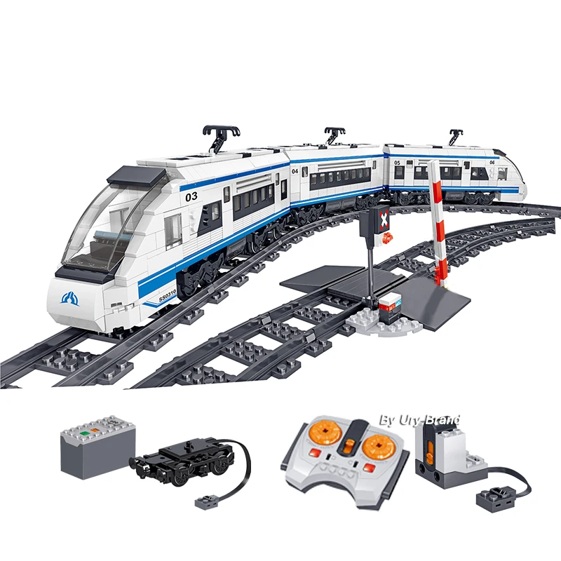941PCS Technical RC High Speed Train Model Electric Power Battery Motor Parts Remote Control  Building Blocks Toys for Kids Boys