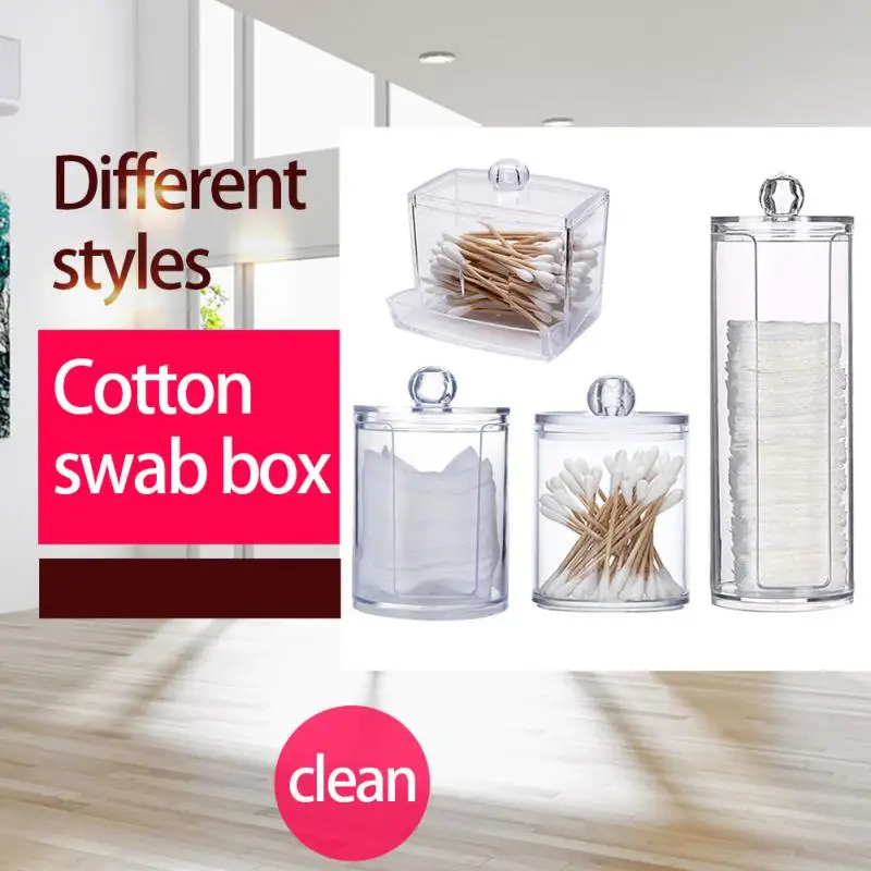 Акриловый контейнер для хранения косметики ватных тампонов круглый пластиковый