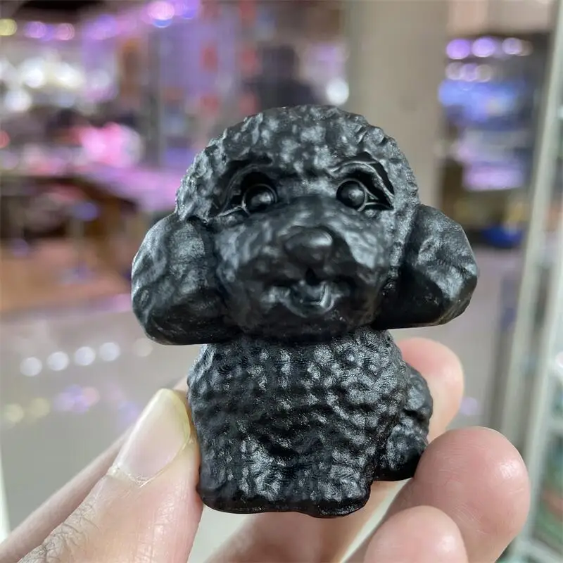 Натуральный камень обсидиан кварцевые резные Минеральные Кристаллы собаки