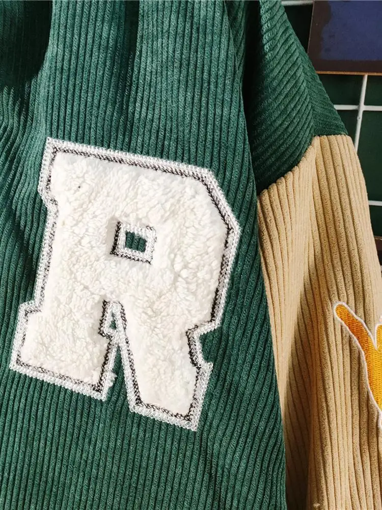 Американская винтажная лоскутная вельветовая весенняя одежда куртка мужская