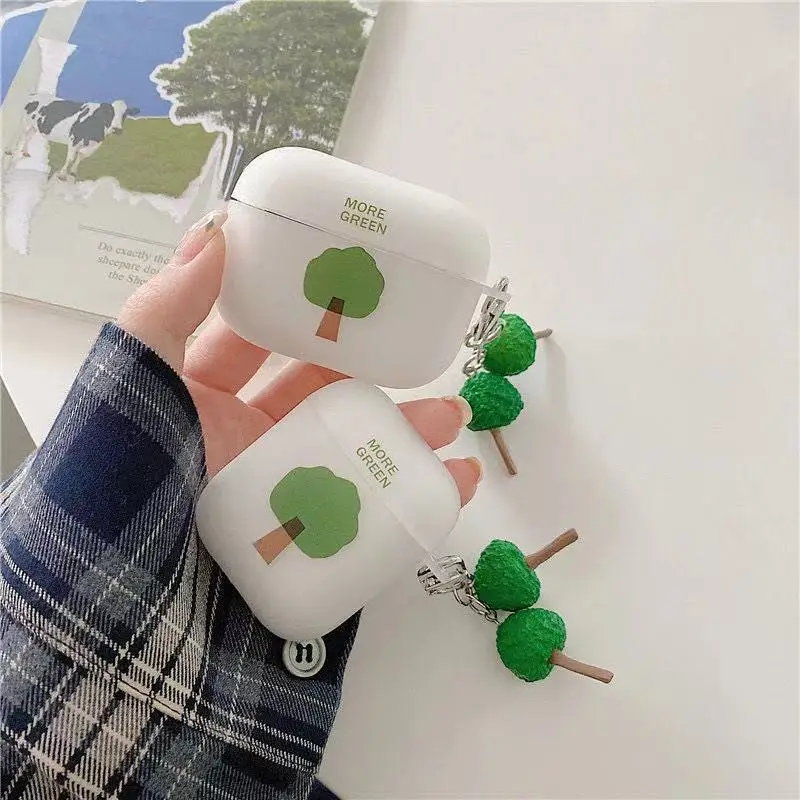 

Green Tree Soft Headphone Cover Office Accessories Multi-color Lovely Headsets Protector For Airpods1/2/3/ /pro2 Tpu Anti-fall