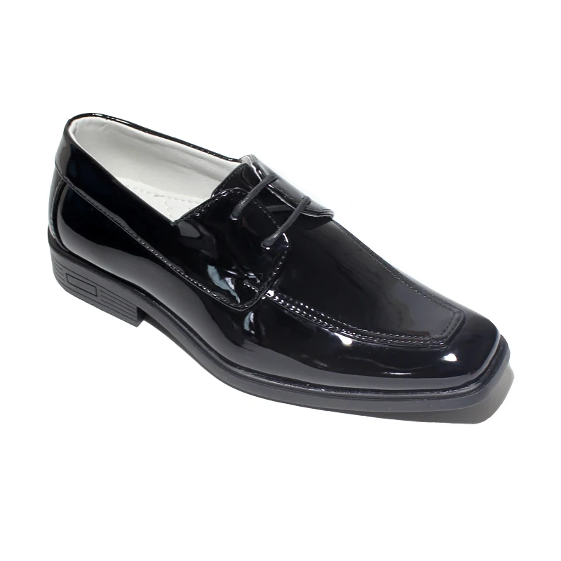 

New Fashion Boys Designer Shoes Lace Up Square Toe Kids Shoes For Boy Smart Wedding Party Loafers Comfy Black Faux Leather Shoes