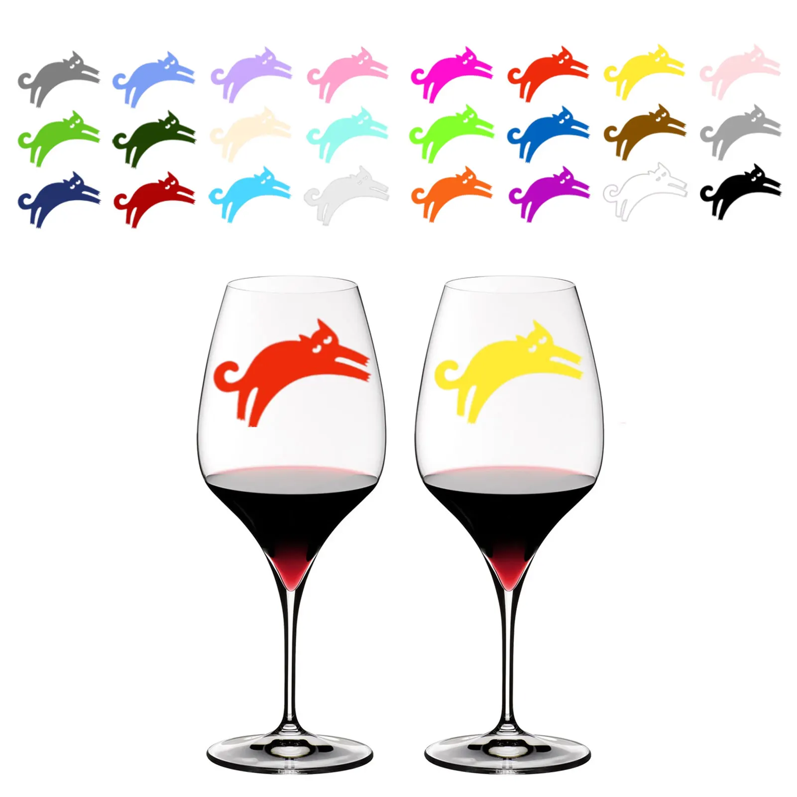 

24Pcs Silicone Wine Glass Label Tag Signs Sticker Charms Party Wine Glass Markers Wine Glass Identifier for Bar Accessories Tool