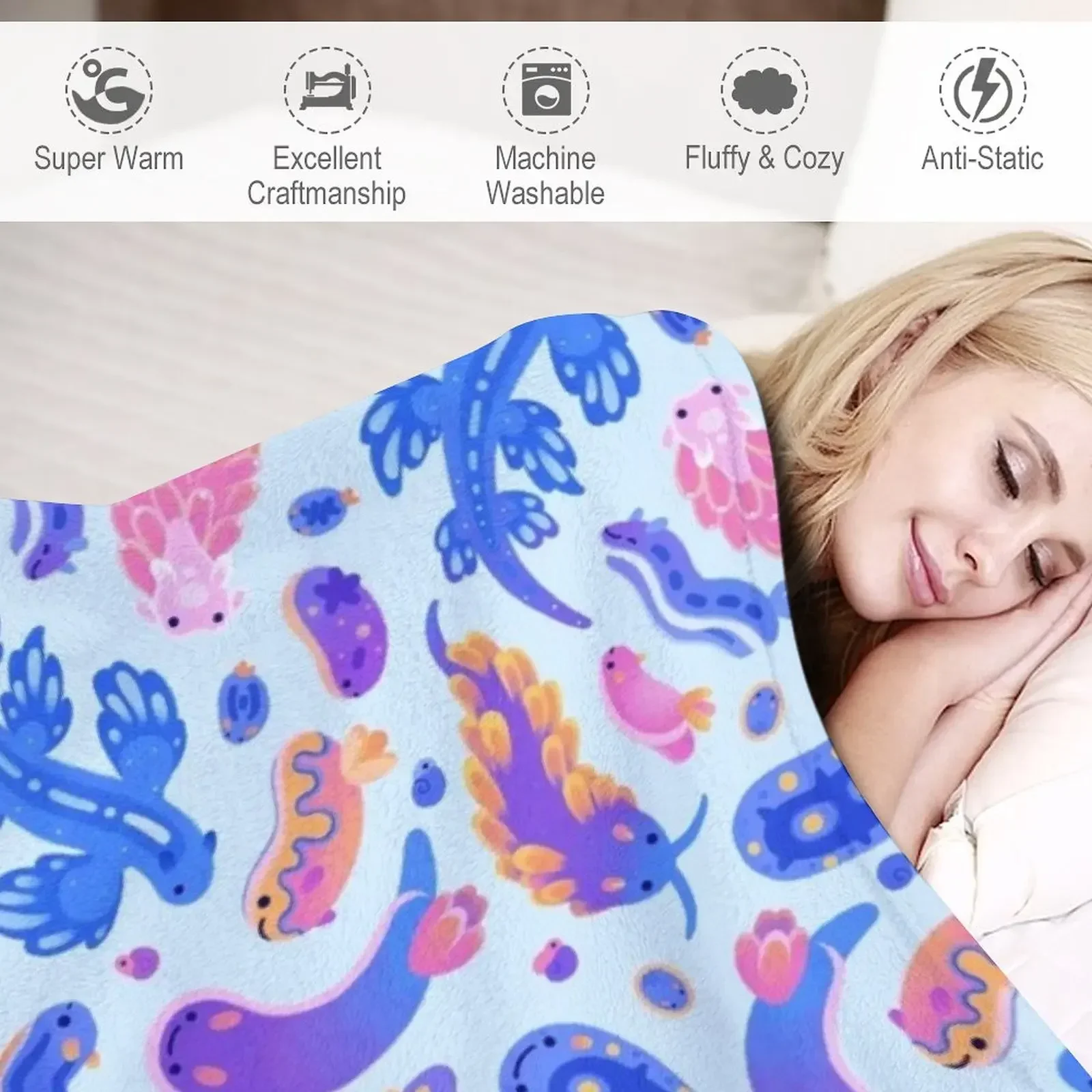 Морской слизник - пастельно-синее одеяло волосы одеяла и пледы декоративные для