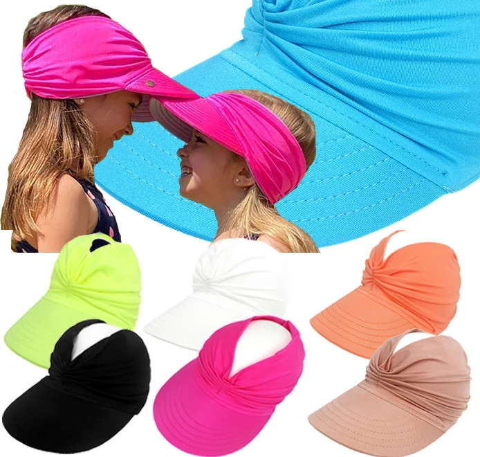 

Детская летняя Солнцезащитная шапка для девочек, пляжная кепка для конского хвоста, детская эластичная Кепка с отверстиями, уличная быстро...