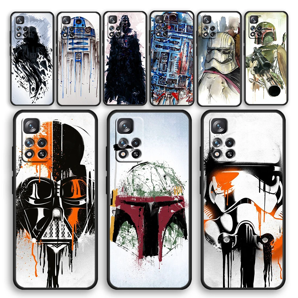 

Star Wars Cool Robot Soft Black Phone Case For Xiaomi Redmi Note 11 11T 10 Pro 10S 9 9S 9T 8 8T 7 4G 5G Cover Shell Coque Capa
