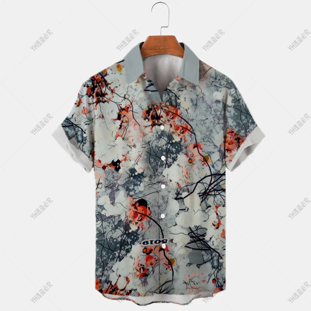 

2023 New Men's Boho Pattern Summer Custom 3D Print Vintage Shirt Plus Size Loose Short Sleeve Camicias Havaianas Shirt