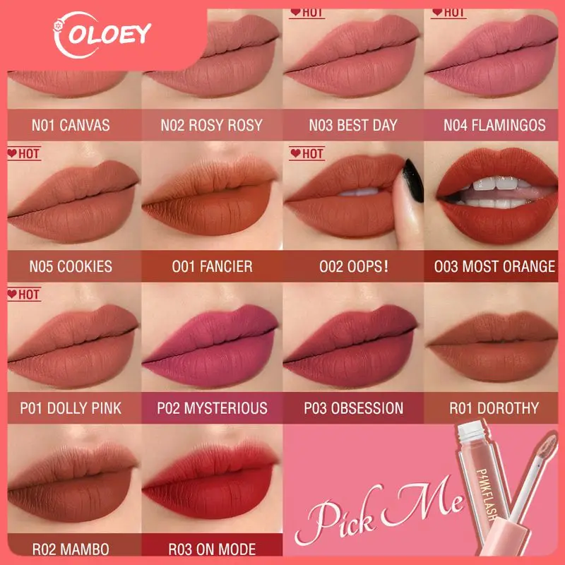 

PINKFLASH OhMyKiss Liquid Lip gloss Soft Matte VE Moisturising Long lasting Lipstick Waterproof Not Easy to Lose Makeup TSLM1