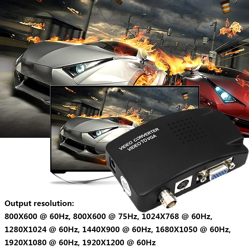 S-Video/BNC VGA/VGA видеоадаптер для ПК с BNC + 4-контактный S-Video цвет черный |