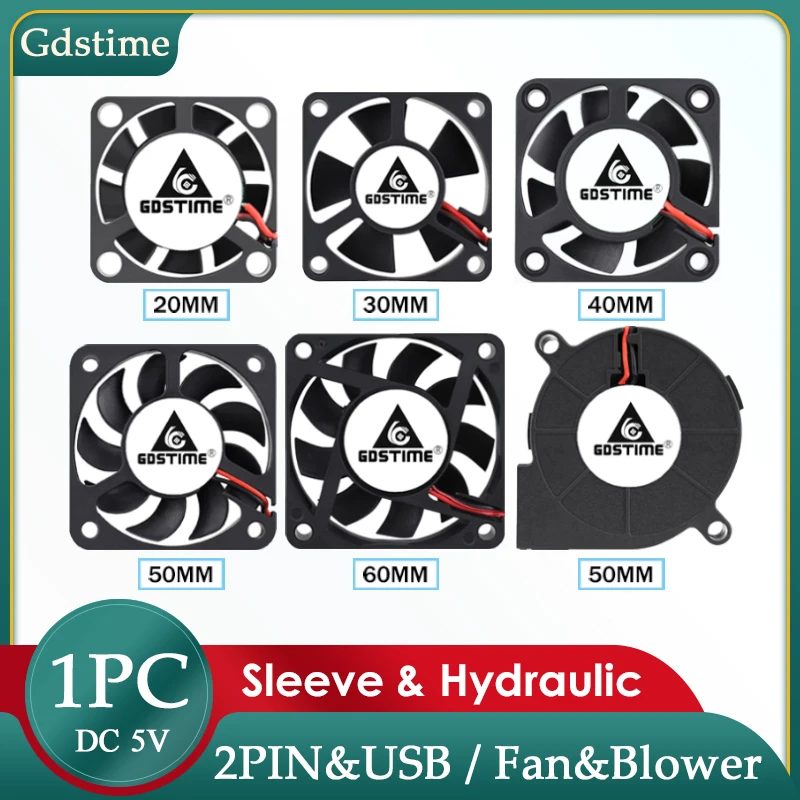 1 шт., вентилятор для охлаждения ПК, 5 В, USB, 2 контакта, 25/30/40/50/60 мм