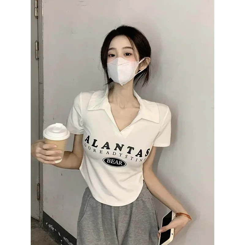 Черный укороченный топ с v-образным вырезом и высокой талией женская летняя