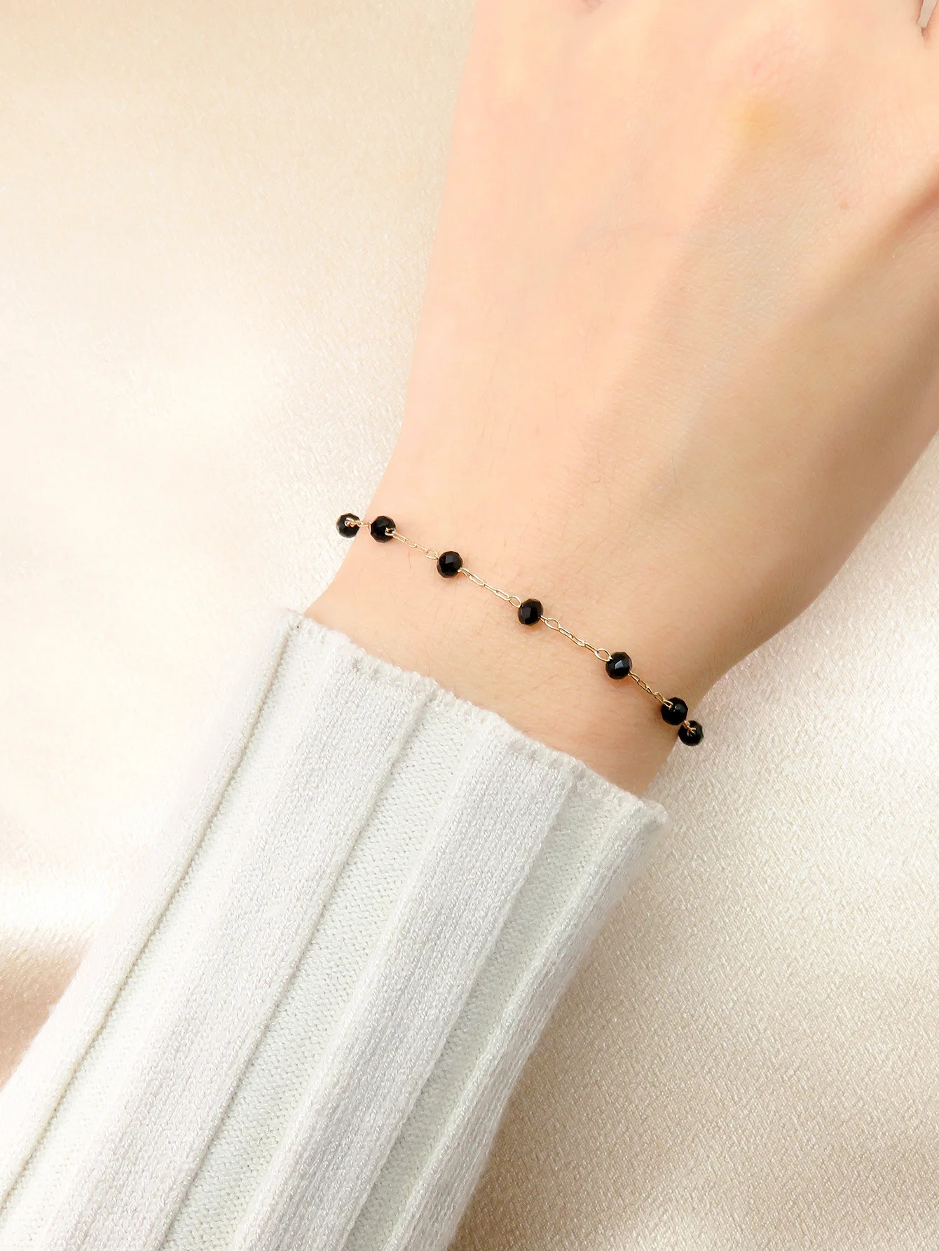

European and American Simple Fashion Retro Black Crystal Beaded Bracelet For Women Korean Jewelry