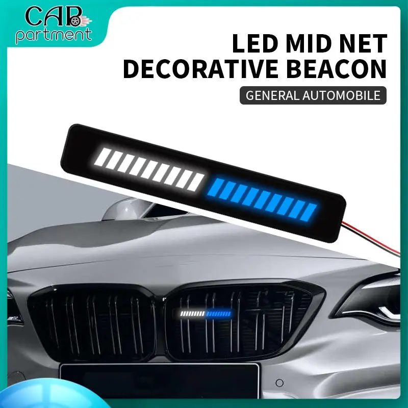 

Wide Compatibility Front Grille Emblem Led Decorative Lights Easy To Install Car Sticker Abs Creative Long Service Life