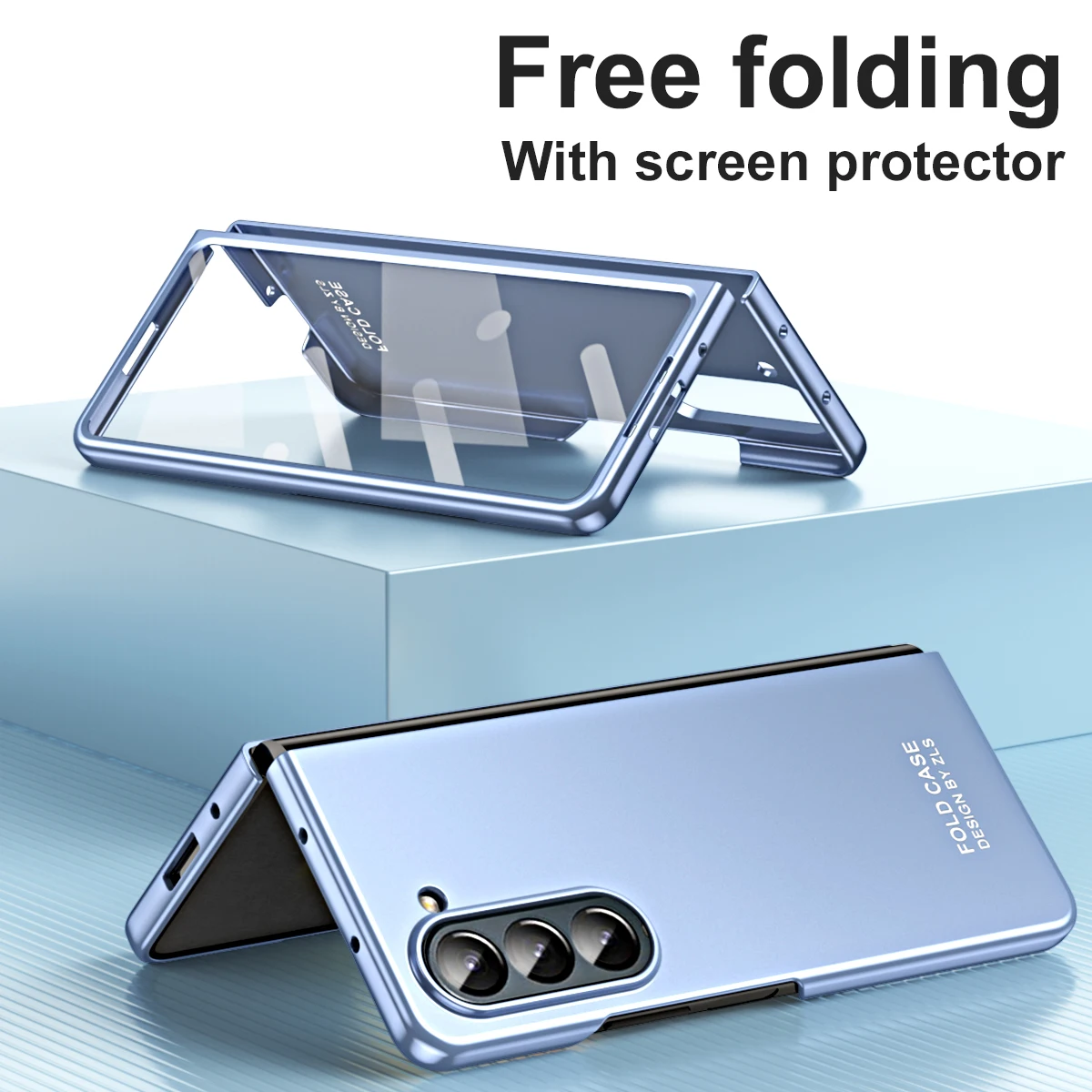 Electroplated Shell Film Integrated Folding Screen Protective Case For Samsung Galaxy Z Fold5 Frosted Anti-fingerprint Phonecase