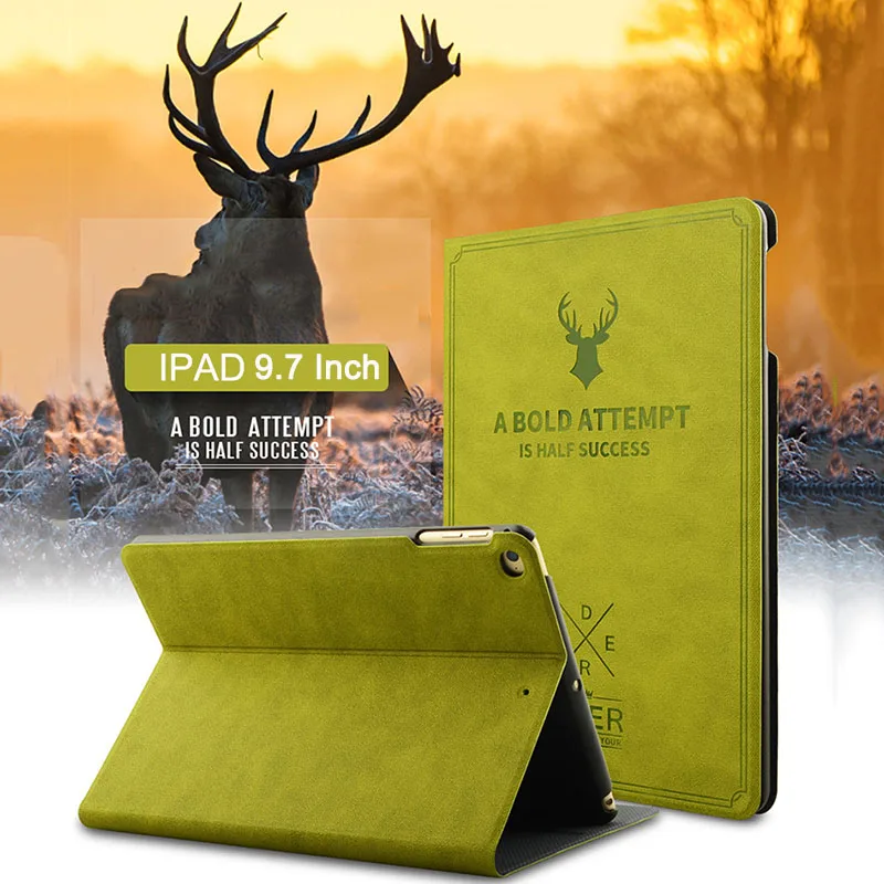 

Smart Wake Leather Case For iPad 2 3 4 for iPad Air 1 2 Retro Cover Deer Style Flip Stand Protective Case For iPad 9.7 Inch Case