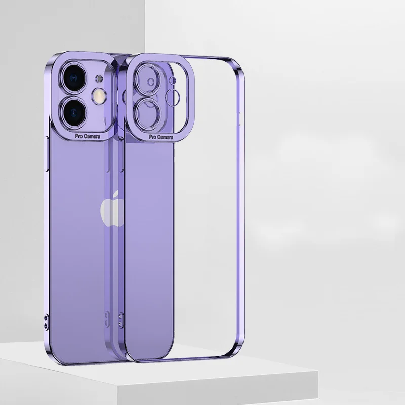 

Transparent soft Silicone Case for iPhone 13 12 11 Pro X XS Xs Max 6 6S 7 8 Plus SE2020 SE3 Clear Electroplated Plating Cover