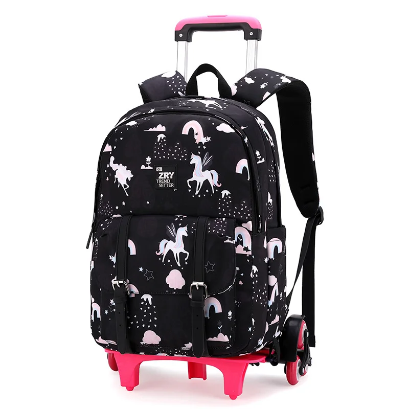 Детские школьные ранцы на колесиках для девочек, съемный рюкзак для детей, Дорожный чемодан, сумка для книг, школьные рюкзаки