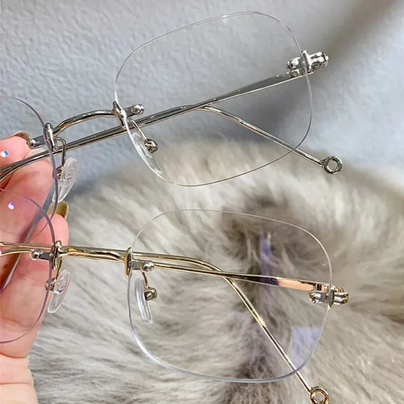 Маленькие прямоугольные солнцезащитные очки без оправы Y2k квадратные женские и