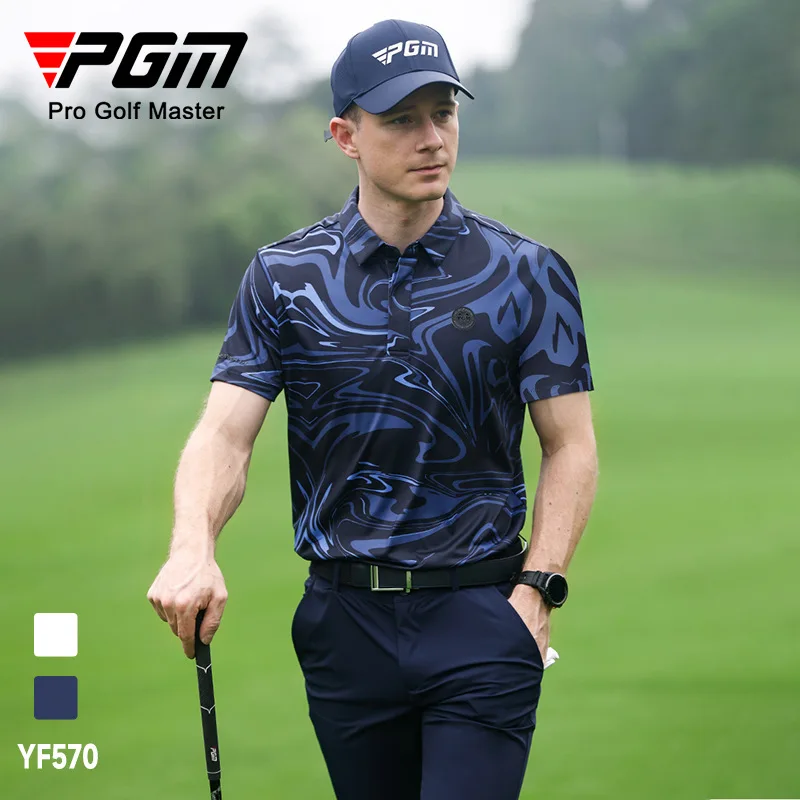 

PGM Golf Men's Short Sleeve T Shirts Summer Sports Moisture Absorbing Quick Drying Soft Elastic Top Golf Wear for Men YF570