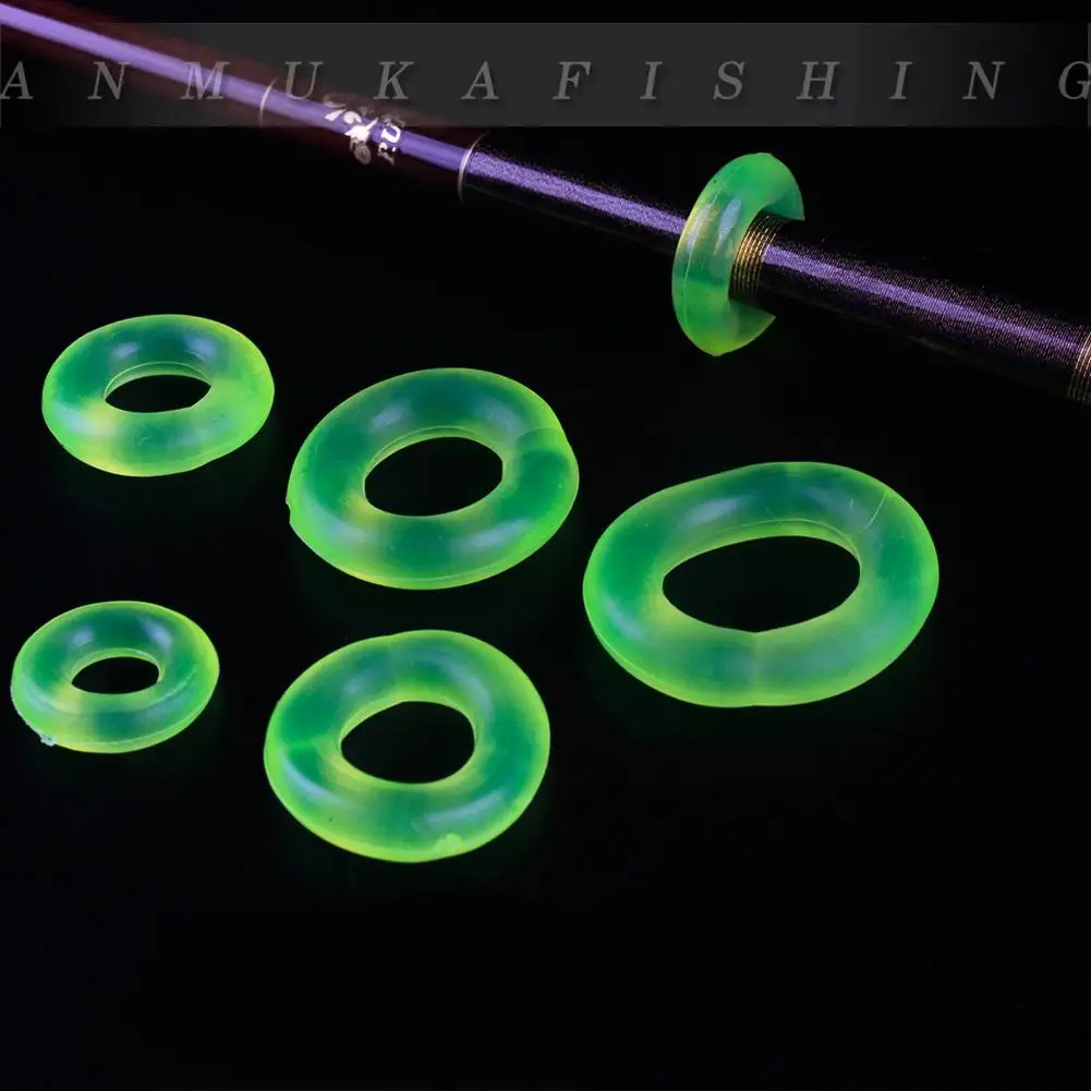 

5PCS Fishing Rod Clip Luminous Silicone Rod Stopper O-ring Night Fishing Tools Fishing Accessories Wholesale