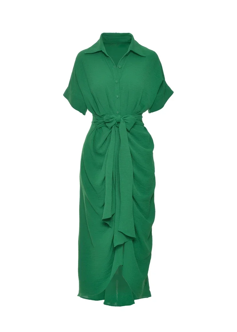 Женское длинное платье-рубашка элегантное пляжное белое летнее платье