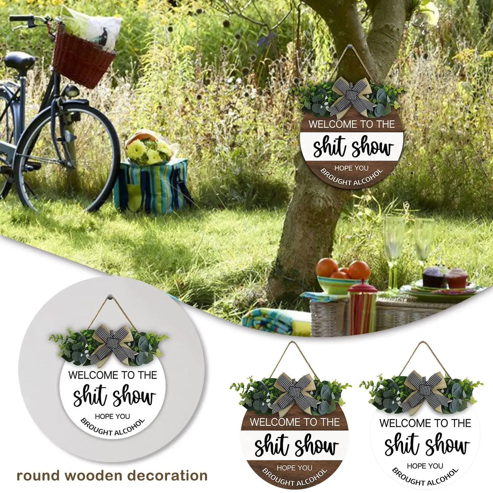 

Home Wall Decor Accessories Wooden Welcome Sign For Outdoor Front Door Wooden Hanging Plate Decoration Ornament Garden Farm Z8A5